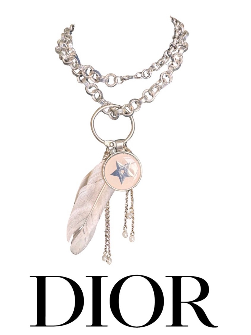 Handmade Upcycled Authentic Dior Beauté Pin Necklace